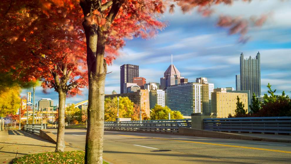 Pittsburgh skyline in fall