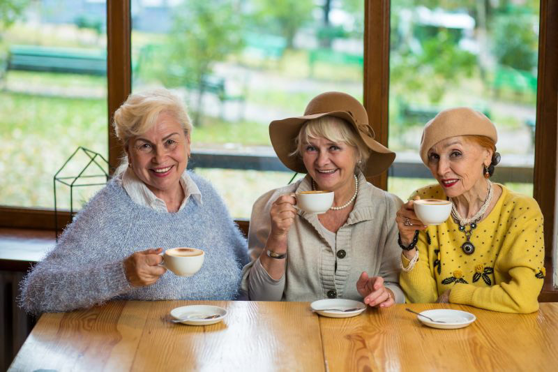 three women having tea