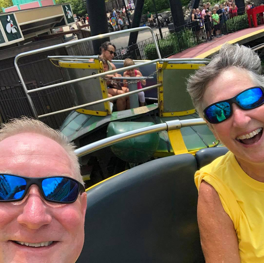 Rollercoaster pic Selfie of the Sunny Days crew at the Sunny Days Kennywood Day