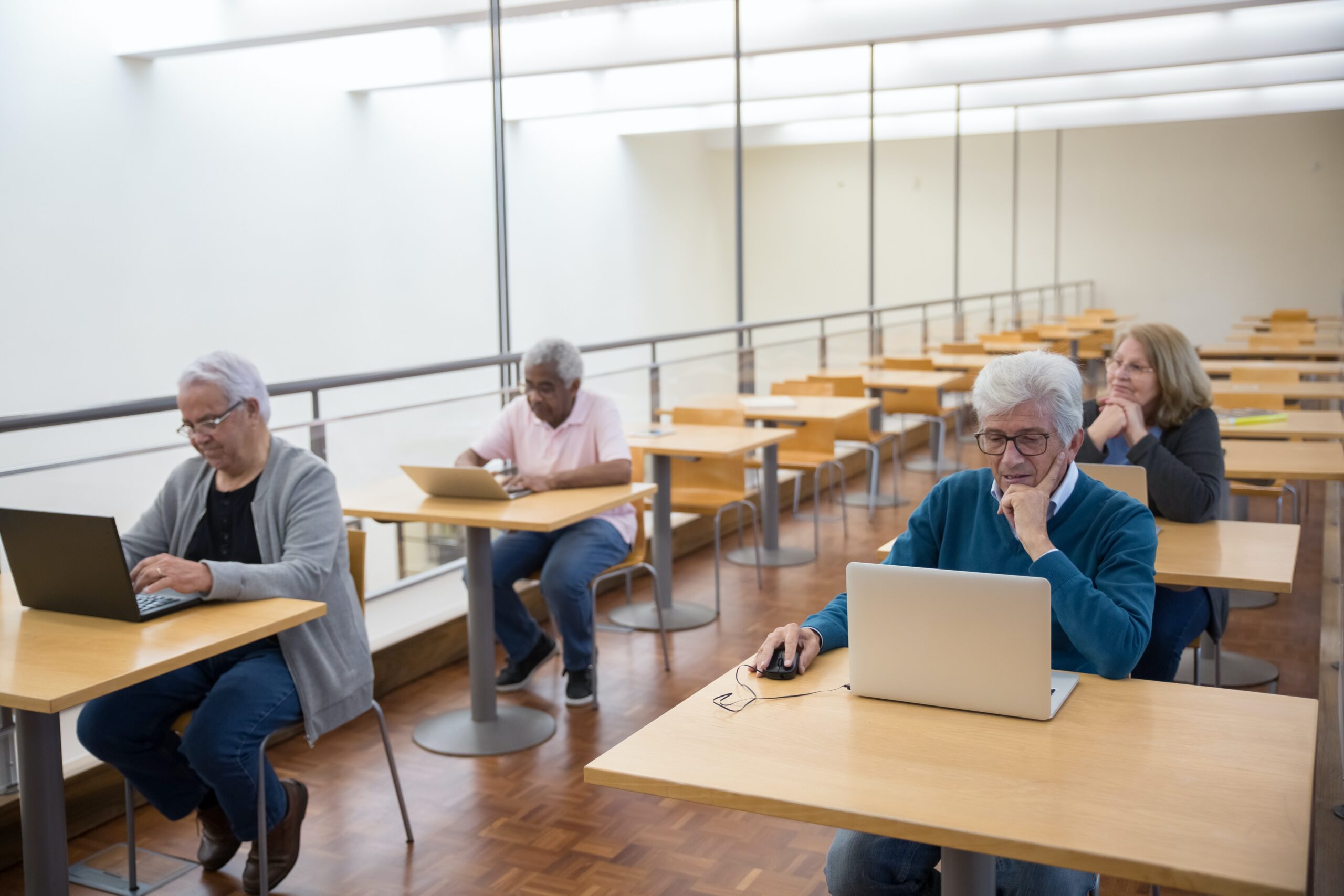 Social Activities For Seniors: Seniors in a computer class