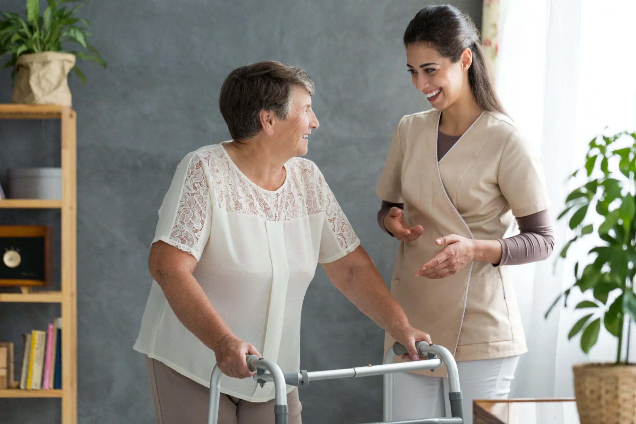 senior woman with a caregiver