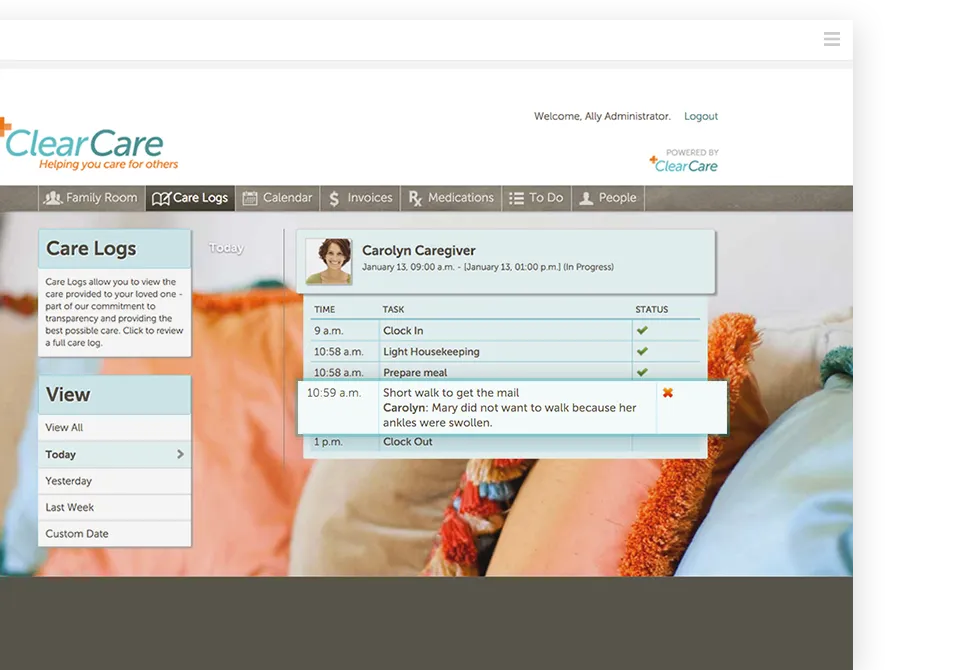ClearCare Home Care Family Room
